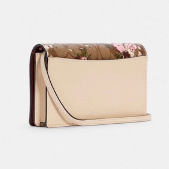 Anna Foldover Crossbody Clutch In Signature Canvas With Evergreen Floral Print - Picture 2 of 5
